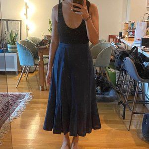 & Other Stories Navy Blue Maxi Skirt w Ruffle Hem